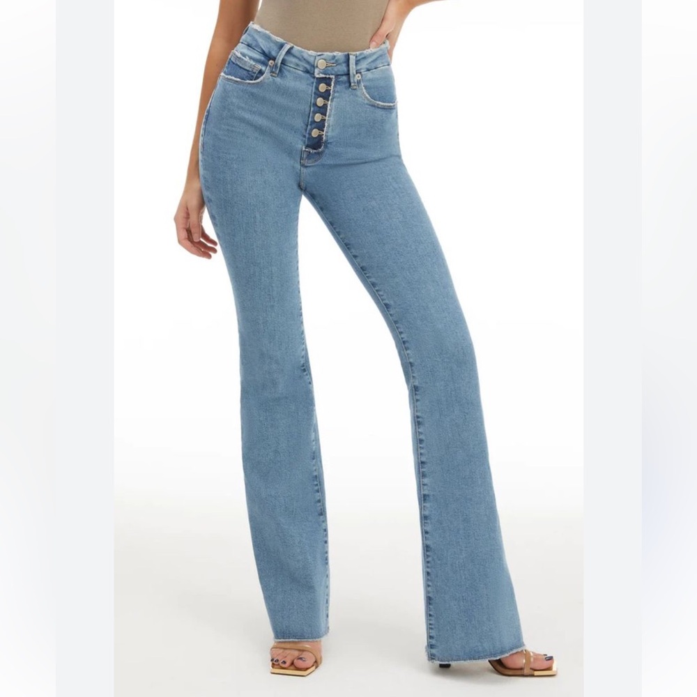 GOOD AMERICAN Good Legs Women's Light Blue Flared Jeans Size 4/27